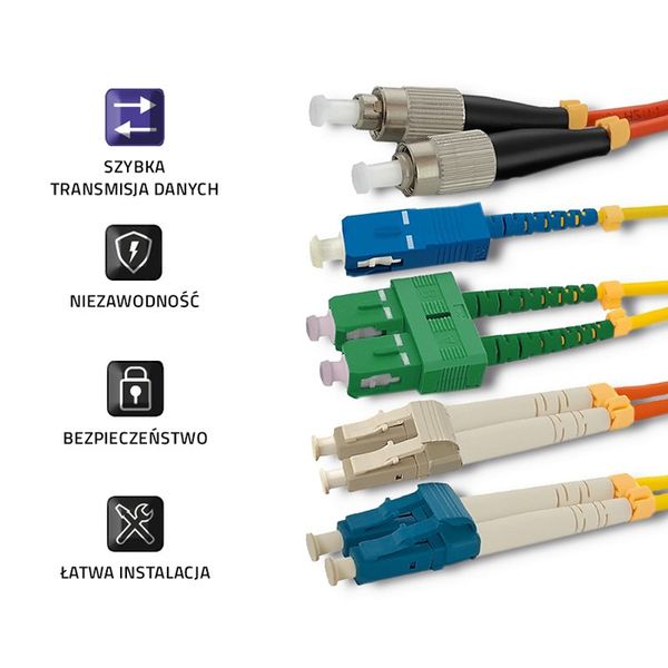 Qoltec Patchcord światłowodowy SC/UPC - ST/UPC | Singlemode | 9/125 | G652D | Duplex | 2m zdjęcie 3