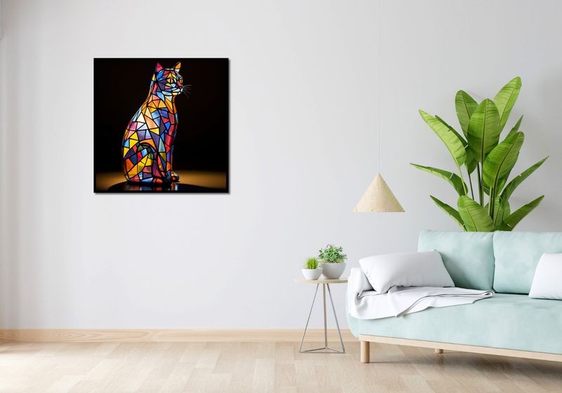 Plakat 80x80cm Koci Witraż zdjęcie 4