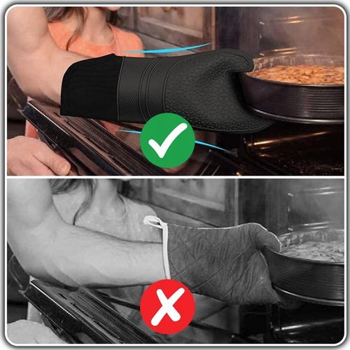Rękawice KUCHENNE Silikonowe DO Piekarnika Kuchni ŻAROODPORNE 2szt Czarne na Arena.pl
