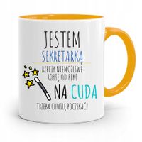 Kubek Żółty Prezent Dla Sekretarki Jestem Z Nadrukiem Ze Zdjęciem