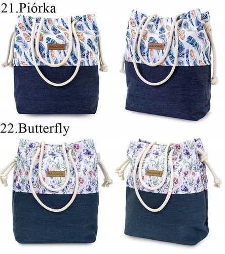 TOREBKA DAMSKA WOREK SHOPPER TORBA KWIATY BAGGAGE na Arena.pl