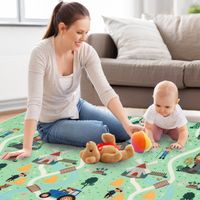 DUŻA MATA PIANKOWA SKŁADANA DLA DZIECI EDUKACYJNA DWUSTRONNA 180x200 CM