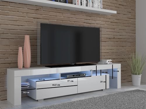 Szafka RTV PANAMA 190 cm biały mat/biały połysk + LED na Arena.pl