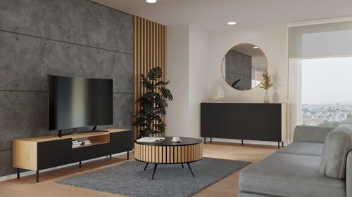 KOMODA KAMA 3 DRZWI SLIM ARTISAN/CZERŃ KOMPLET na Arena.pl