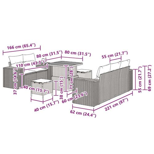 Zestaw Sof na Ogród 8 pcs Czarny polirattan na Arena.pl