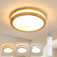 LAMPA SUFITOWA PLAFON LED DREWNIANE NOWOCZESNA SALONU ŚCIEMNIALNA+PILOT 32W