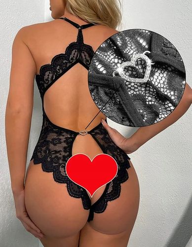 CZARNE ELEGANCKIE BODY KORONKOWE erotyczne otwarty krok zmysłowe BO06 M/L na Arena.pl