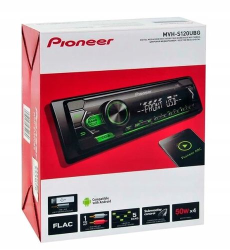 PIONEER MVH-S120UBG FLAC AUX USB ANDROID radio samochodowe 1-DIN zielony na Arena.pl
