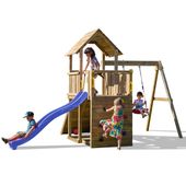 Plac zabaw drewniany DUMO Ogródkowy Raj 3 ze zjeżdżalnią 220 cm i huśtawką