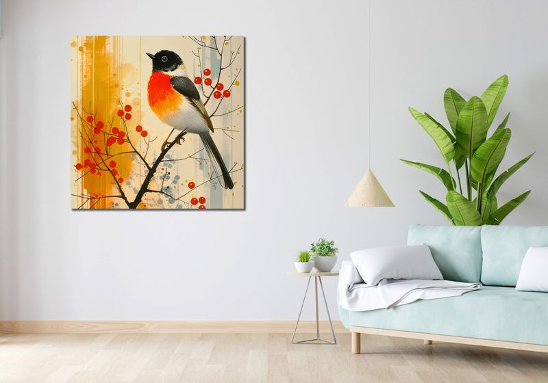 Obraz 100x100cm Jesienny Rudzik zdjęcie 2