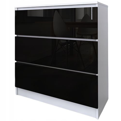 Komoda Do Salonu Sypialni 3 Szuflady 80 Zoe Biała Czarny Połysk na Arena.pl