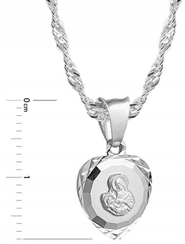 SREBRNY ŁAŃCUSZEK MEDALIK KOMUNIJNY MATKA BOSKA KOMUNIA CHRZEST SREBRO 925 na Arena.pl