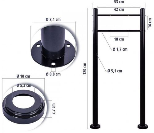 STILISTA Skrzynka na listy ze stojakiem, stal, 37 x 10,5 cm na Arena.pl