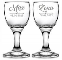 OSZUKANE KIELISZKI do wódki Z GRAWEREM na stopce 15 ml MĄŻ ŻONA ślub wesele