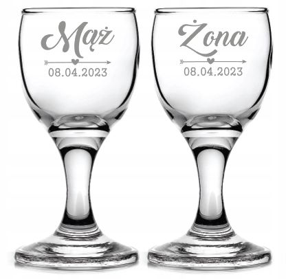 OSZUKANE KIELISZKI do wódki Z GRAWEREM na stopce 15 ml MĄŻ ŻONA ślub wesele na Arena.pl
