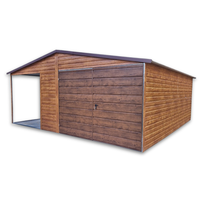 Garaż Blaszany dwuspadowy drewnopodobny 4×5 + 2×5 wiata na słupkach PREMIUM