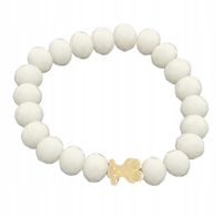 Bransoletka z białych fasetowanych koralików z przekładką miś