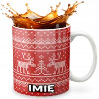 KUBEK 330ml Z GRAFIKĄ PREZENT NA ŚWIĘTA WZORY - RENIFER NORWESKIE + IMIĘ