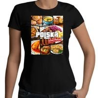 Kuchnia polska - damska koszulka na prezent M Czarny Damski