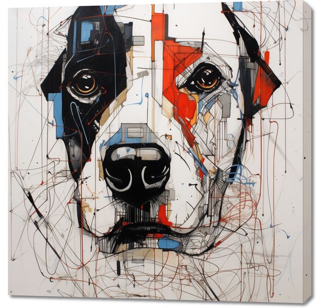 Obraz 100x100cm Przyrysowany Psiak zdjęcie 1