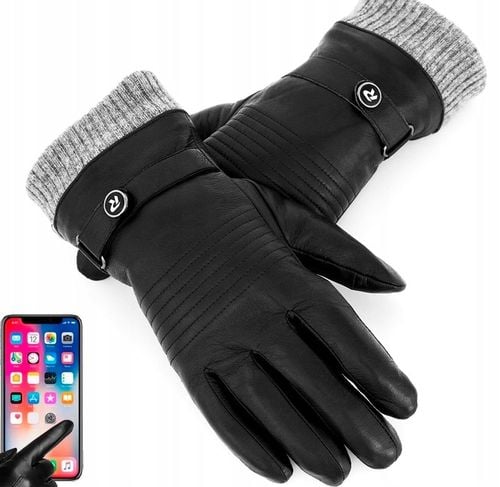 RĘKAWICZKI REVERSE SKORZANE MĘSKIE CZARNE ZE ŚCIĄGACZEM SKÓRA NAT. na Arena.pl