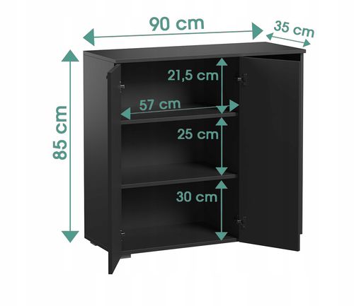 Szafka Szuflady Półki Pojemna Do Salonu Sypialni Sofi Czarny Mat na Arena.pl