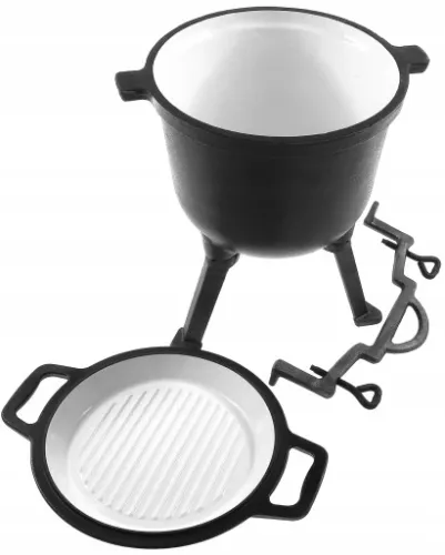 Kociołek myśliwski na pieczonki 8l żeliwny emaliowany 2w1 grill na Arena.pl