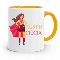 Kubek Żółty Prezent Dla Cioci Super Ciocia Z Nadrukiem Ze Zdjęciem