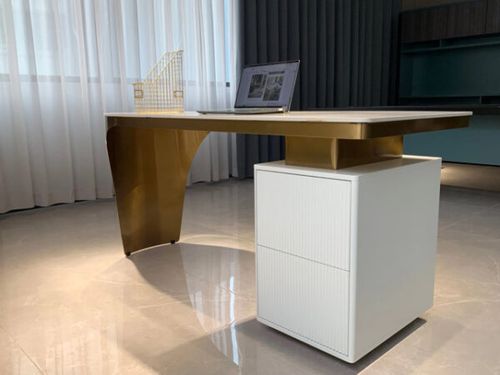 Biurko kremowo-złote ze stali nierdzewnej Matrix Premium 140x70x75 na Arena.pl