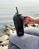 KUBEK TERMICZNY TERMOS PODRÓŻNY ZE SŁOMKĄ ZE STALI NIERDZEWNEJ 650 ML 3W1