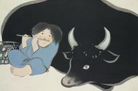 Plakat 91,5x61cm Flute Player, Sekka Japoński Vintage