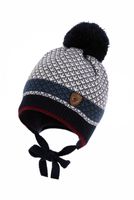 JAMIKS Olek czapka wiązana z pomponem dla chłopca granat 42-44