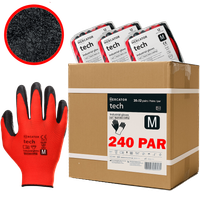 rękawice robocze mercator tech red+black latex - m - 240 par