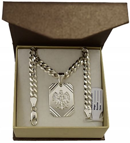 ŁANCUSZEK SREBRNY PANCERKA Z ORŁEM + GRAWER na Arena.pl