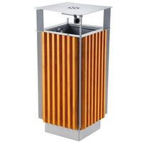 kosz miejski z popielnicą i wyjmowanym wkładem metal + drewno 65l