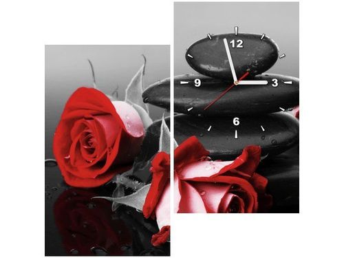 60X60CM ZEGAR CZERWONE RÓŻE OBRAZ DREWNO ŚCIAN KWADRAT na Arena.pl