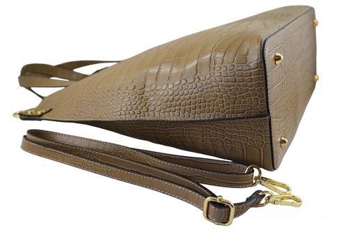 Duża torebka damska shopper - Beżowa na Arena.pl