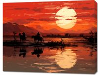 Obraz 90x70cm Zachód Słońca na Prerii