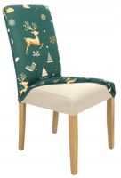 Pokrowiec Na Krzesło Zielony Świąteczne Wzory Elastyczny [21Bm]