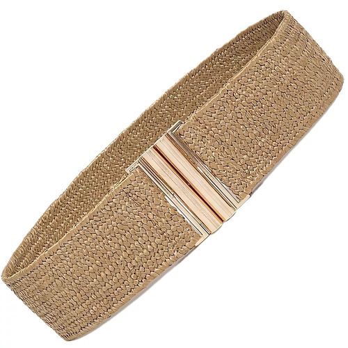 Damski słomiany pasek pleciony prosty beżowy ozdobny pas na talię na Arena.pl