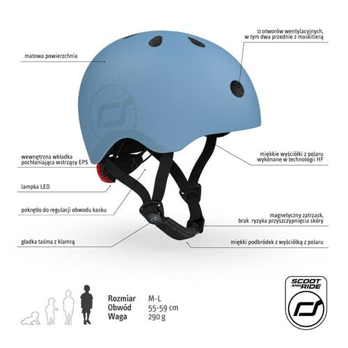 Kask dla dzieci Scootandride M-L dla nastolatków Steel 55-59 cm na Arena.pl