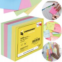 KARTECZKI KOSTKA BIUROWA 76x76mm 400szt KLEJONA MIX KOLORÓW ARKUSZE BLOCZEK