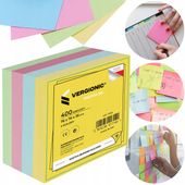 KARTECZKI KOSTKA BIUROWA 76x76mm 400szt KLEJONA MIX KOLORÓW ARKUSZE BLOCZEK