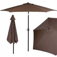 DUŻY PARASOL OGRODOWY SKŁADANY BRĄZOWY ŁAMANY MOCNY 260cm Z KORBĄ SOLIDNY