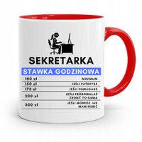 Kubek Czerwony Prezent Sekretarki Stawka Godzinowa Z Nadrukiem Ze Zdjęciem