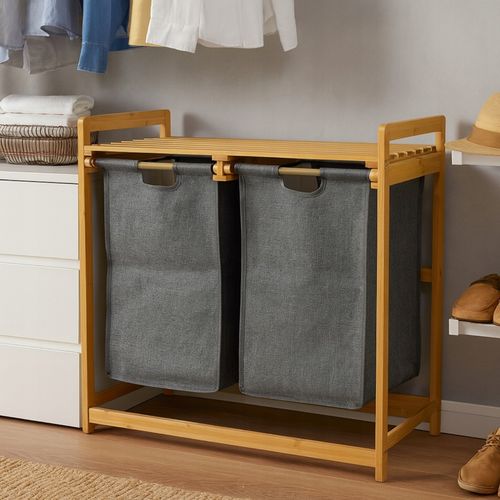 KOSZ na pranie BAMBUSOWY 2-komorowy EKO bielizna ŁAZIENKA worki na Arena.pl