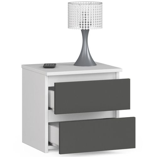Szafka nocna CL2 40 cm 2 szuflady - biała-grafit szary na Arena.pl