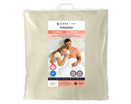 Poduszka CLASSIC MIĘKKA 70x80cm antyalergiczna Kremowa | Senna Home na Arena.pl