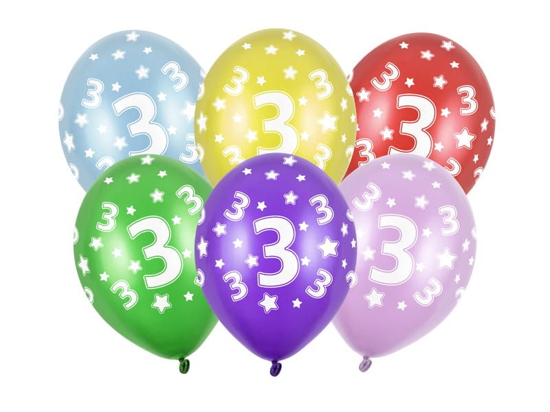 Balon z cyferką 3, 30cm - 1szt zdjęcie 1