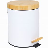Kosz na Śmieci ViO 5B9-ROM Biały do Kuchni z Pedałem Bambusową Pokrywką 5L